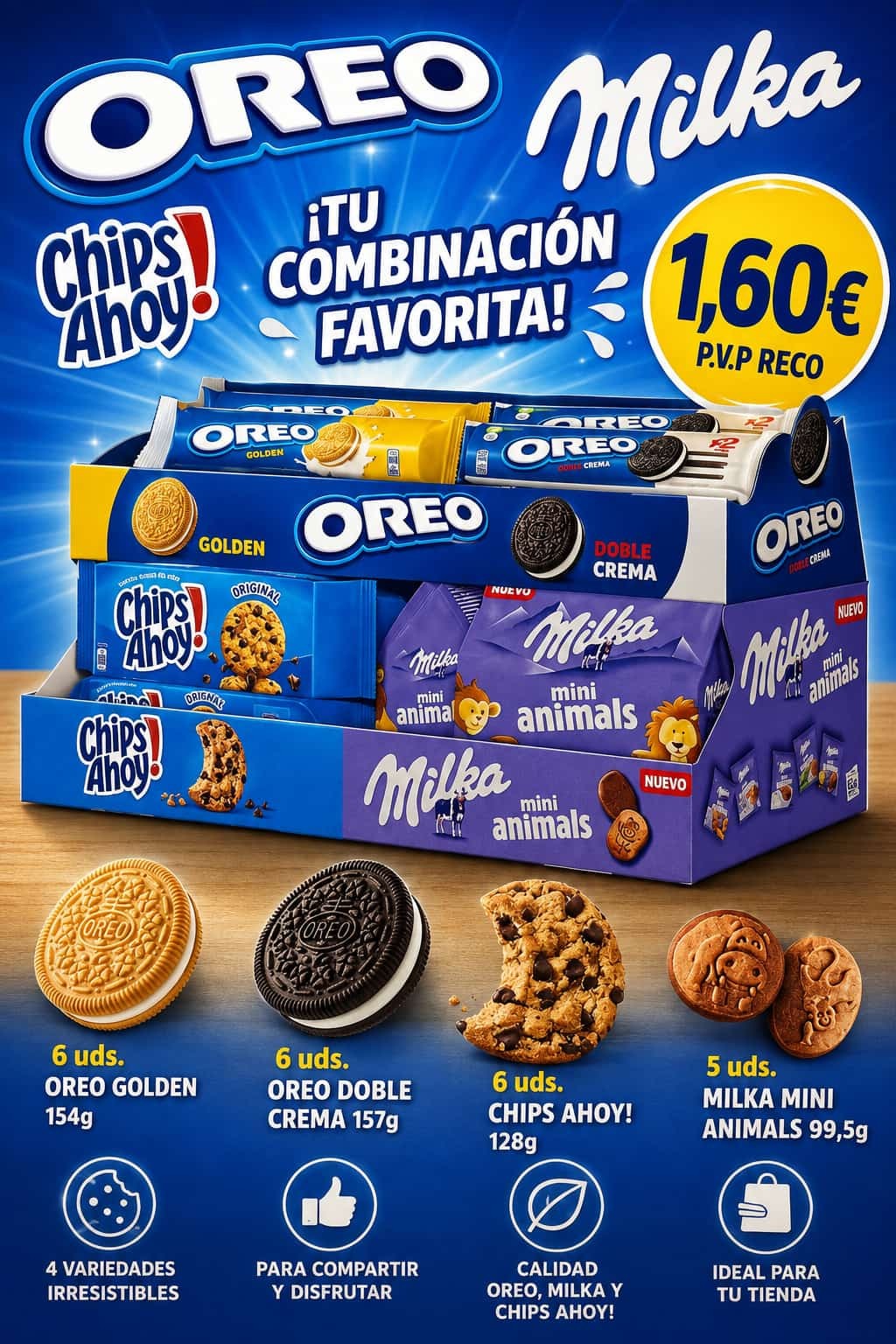 Expositor Oreo, Chips Ahoy y Milka