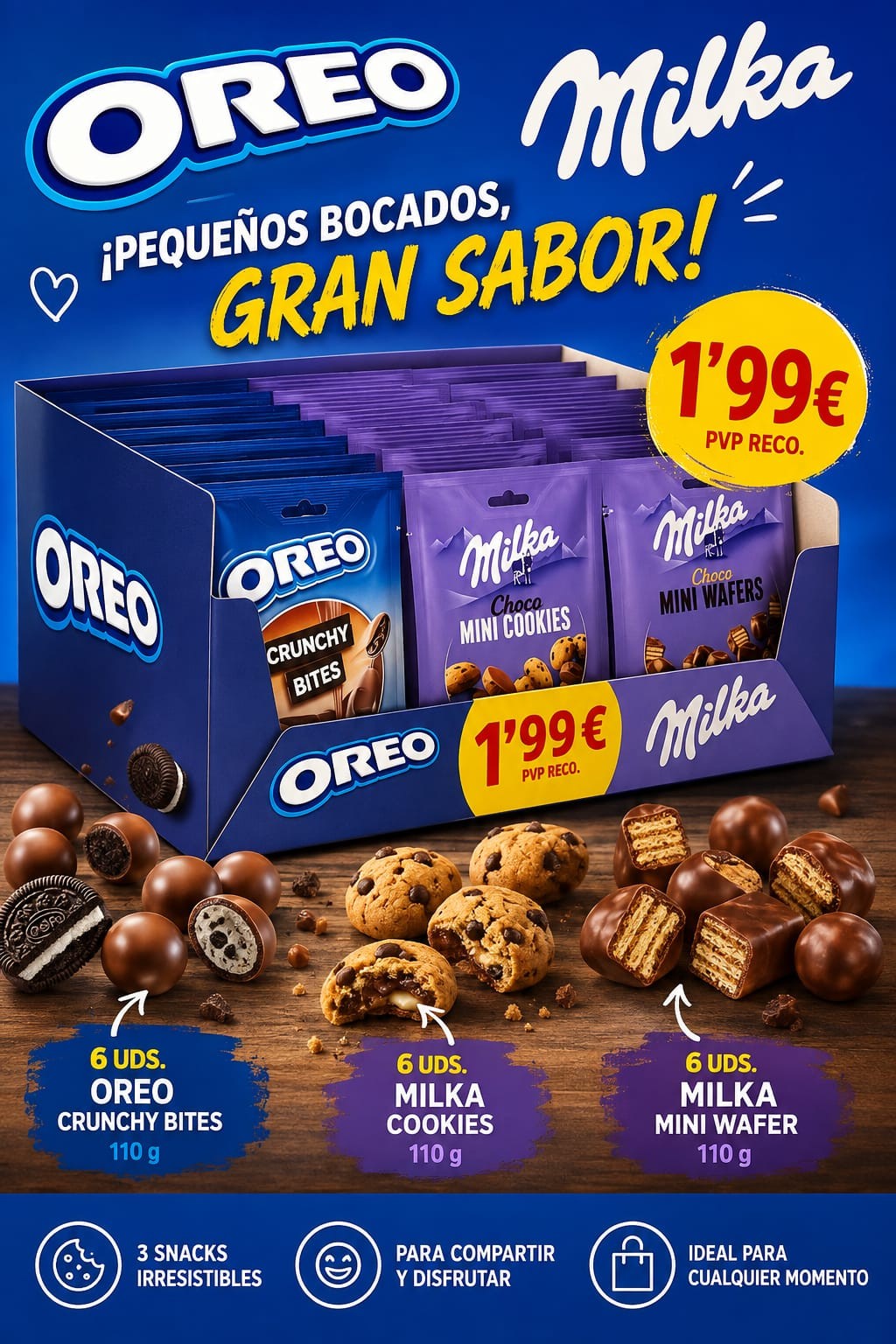Expositor Oreo y Milka pequeños bocados