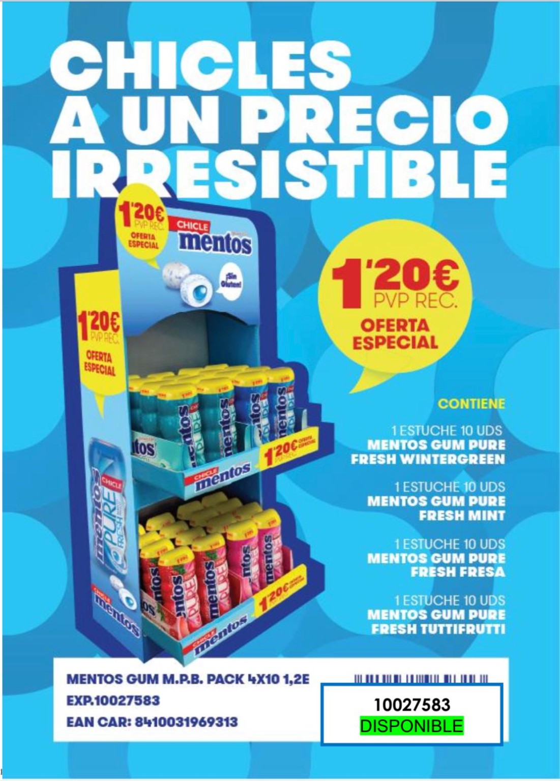 Expositor Mentos Gum Pure Fresh