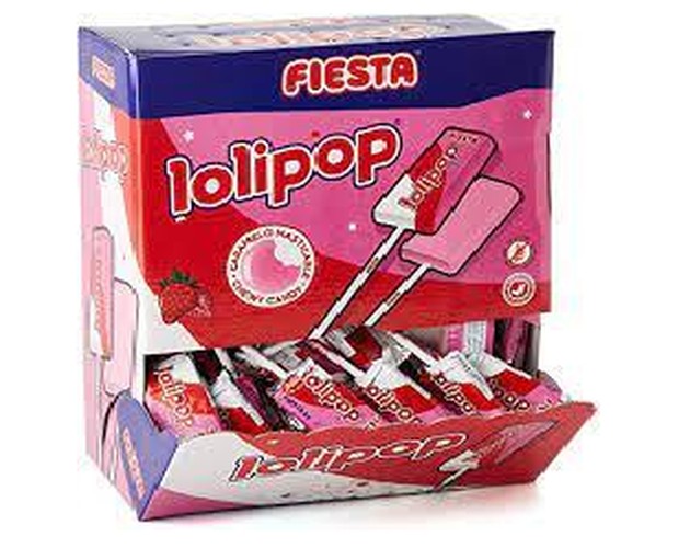 Expositora Lolipop Fresa 100u 12g Fiesta
