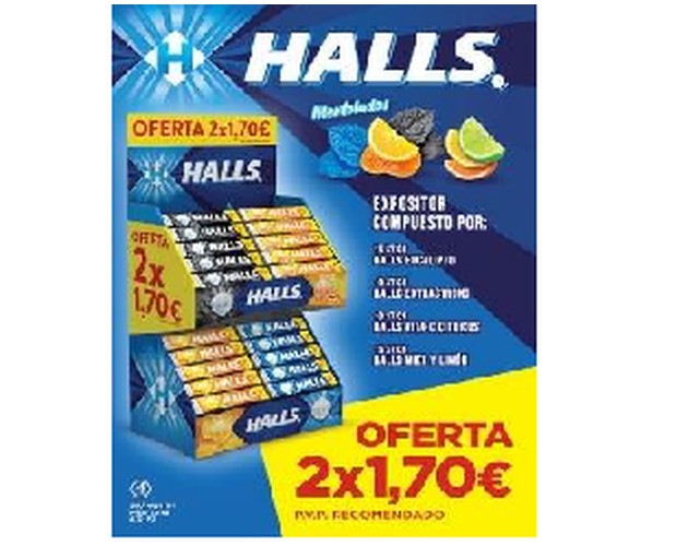 Lote Caramelos Halls 50u PVP 2X1,70€